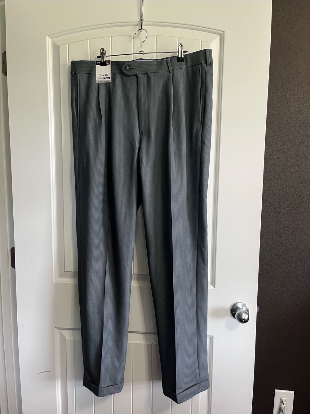 Roundtree & Yorke Travel Smart Pleated Pants 38X34 Classic Fit Ultimate Comfort